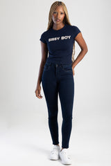 Sissyboy Womens Mid-Waist Basic Skinny Jeans In Blue Black