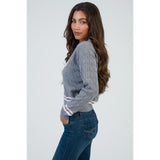 Sissy boy Womens V-Neck Cable Knit Jersey In Grey