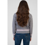 Sissy boy Womens V-Neck Cable Knit Jersey In Grey