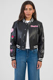 Sissyboy Womens Faux Leather Bomber Jacket In Black
