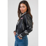 Sissyboy Womens Faux Leather Bomber Jacket In Black