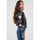 Sissyboy Womens Faux Leather Bomber Jacket In Black