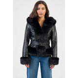 Sissy boy Womens Faux Fur And Faux Leather Jacket n Black