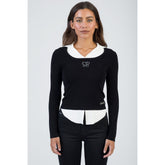 Sissy boy Womens Layered Knit Jersey With Bling Detail
