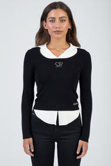 Sissyboy Womens Layered Knit Jersey With Bling Detail