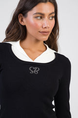 Sissyboy Womens Layered Knit Jersey With Bling Detail