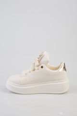 Sissy boy Womens Platform Sneaker With Bow Detail In Cream