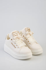Sissy boy Womens Platform Sneaker With Bow Detail In Cream