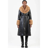 Sissy boy J32919 Faux Fur And Faux Leather Coat In Black And Brown