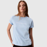Calvin Klein Womens Classic Logo T-Shirt In Light Blue