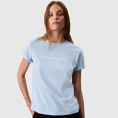 Calvin Klein Womens Classic Logo T-Shirt In Light Blue