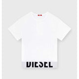 Diesel Womens Sporty Cropped Top With Logo Band T-Shirt In White