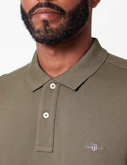 Gant Mens Regular Long Sleeve Shield Golfer In Khaki