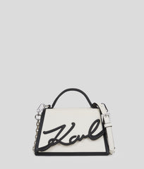 Karl Lagerfeld Ladies Karl Signature Crossbody Bag In White and Black