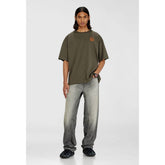 Diesel Mens Jersey With Flocked Print T-shirt In Military Olive