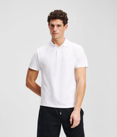 Karl Lagerfeld Mens Kameo Logo Pique Golfer In White