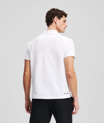 Karl Lagerfeld Mens Kameo Logo Pique Golfer In White