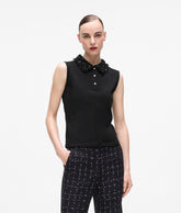 Karl Lagerfeld Womens Logo Boucle Polo In Black