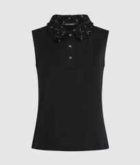 Karl Lagerfeld Womens Logo Boucle Polo In Black