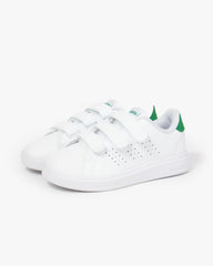 Adidas Boys Advantage Base 2.0 CF Sneakers In White & Green