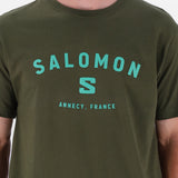 Salomon Mens Alpine Short Sleeves T-Shirts In Olive Night