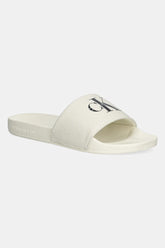 Calvin Klein Womens Monogram Slides In Beige