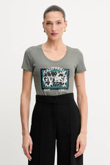 Guess Womens Animal Boxy Print t-Shirts In Green