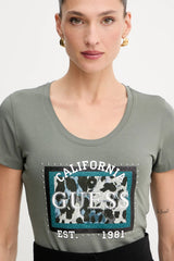 Guess Womens Animal Boxy Print t-Shirts In Green