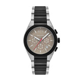 Armani Exchange Sync Silver Dial and Steel Bracelet 42mm Men's Watch In Black