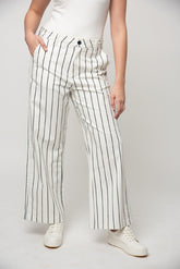 Polo Womens Sarah Striped Wide Leg Chino Pants In Off White