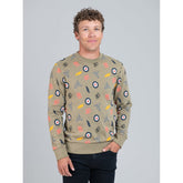 Ben Sherman All Over Print Crew Sweater Olive