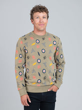 Ben Sherman All Over Print Crew Sweater Olive