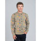 Ben Sherman All Over Print Crew Sweater Olive