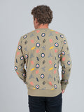Ben Sherman All Over Print Crew Sweater Olive