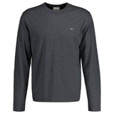 Gant Mens Regular Shield Long Sleeve T-Shirt In Dark Grey