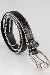 Sissyboy Womens Glitter Skinny Belt In Black