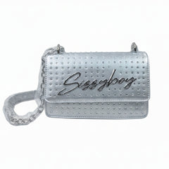 Sissyboy Bling Structured Crossbody Bag In Silver