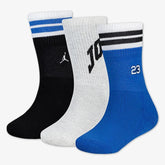 Nike Jordan Unisex Kids 3 Pack Crew Socks In Black/White/Blue