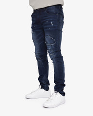 Soviet Mens Fashion Skinny Jeans In Dark Indigo