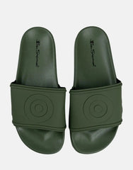 Ben Sherman Mens Target Embossed Slides Olive