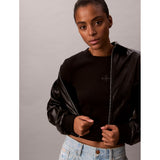 Calvin Klein Womens Monogram Long Sleeve Baby T-Shirt In Black