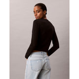Calvin Klein Womens Monogram Long Sleeve Baby T-Shirt In Black