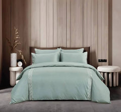 Egyptian Cotton Co Roberto Duvet In Duck Egg & Silver