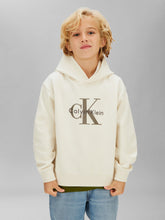 Calvin Klein Boys Light Monologo Hoodie In Beige