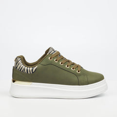 Butterfly Feet Ladies Campus 1 Shoes In Olive and White
