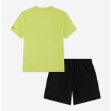 Converse Booys Multi Hit Gfx Short Set In Black And Lime Green