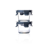 Consol Glass Madrid Round Baby Food Container Set Of 2 In Clear/Grey Lid