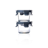 Consol Glass Madrid Round Baby Food Container Set Of 2 In Clear/Grey Lid