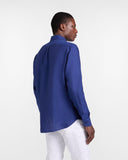 Harmont & Blain Mens Regular Fit Pure Linen Shirt In Blue