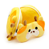 Relaxeazzz Giraffe Round Plush Eye Mask & Travel Pillow In Orange